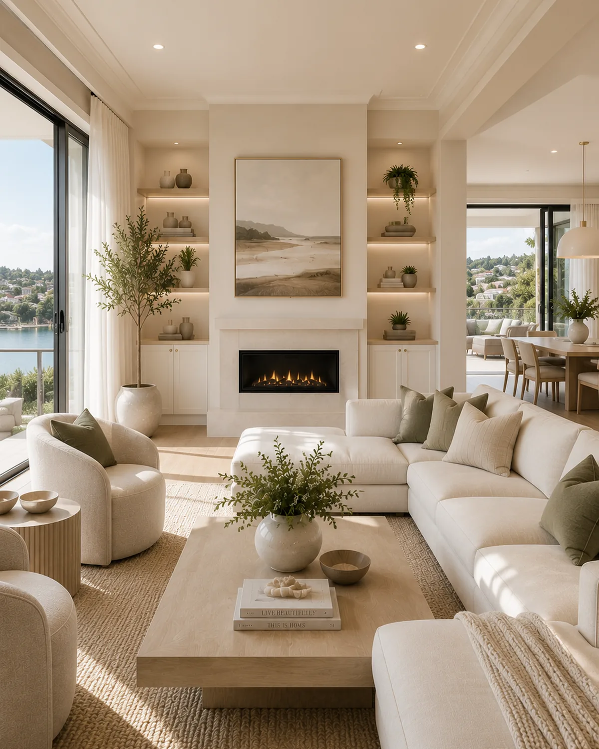 A bright, open-plan living room in a modern Australian home